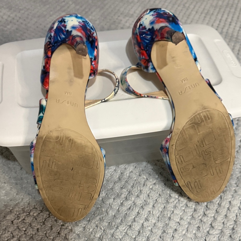 Unisa Blue Multi Floral Strappy High Heel Sandals - Picture 8 of 8